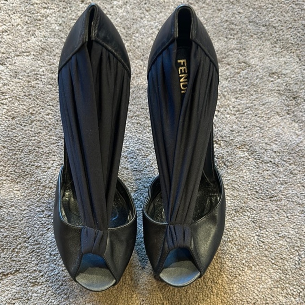 Fendi Women's Black Peep-Toe Shoes - Authentic
